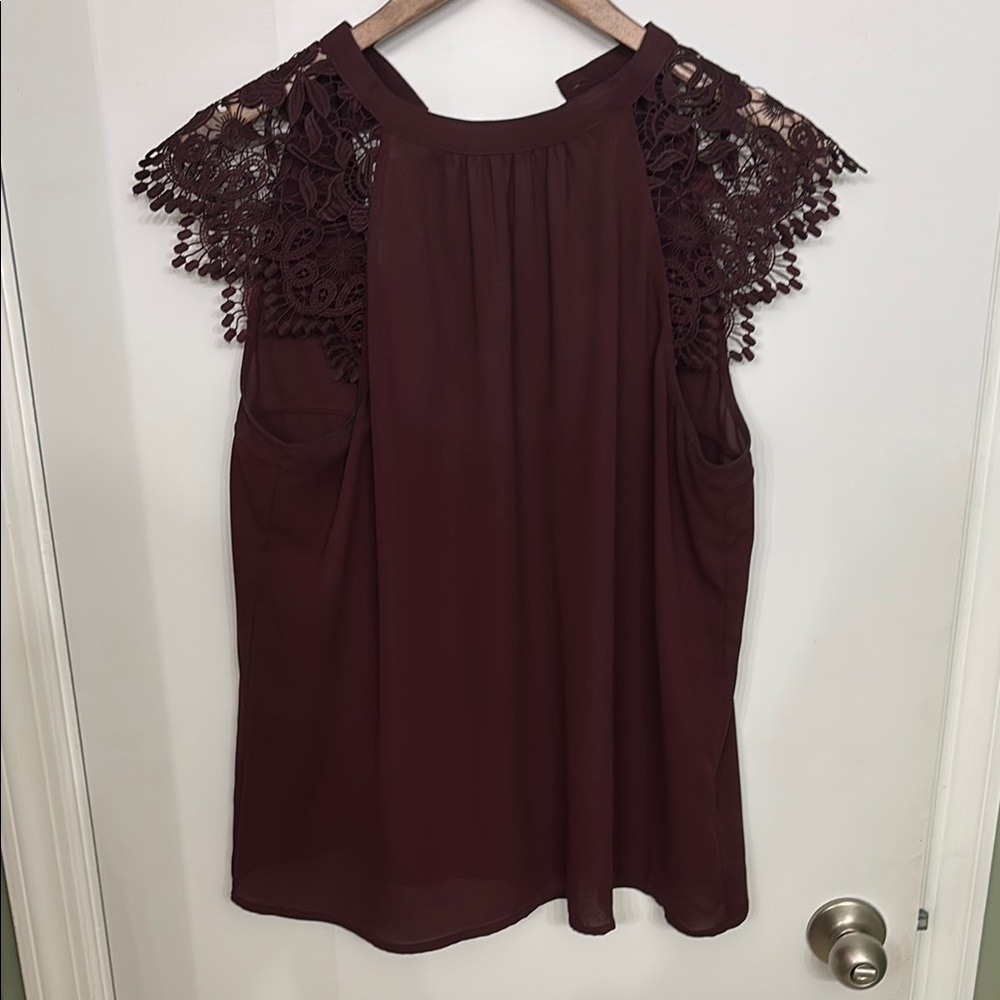 Express Red Lace Sleeveless Blouse